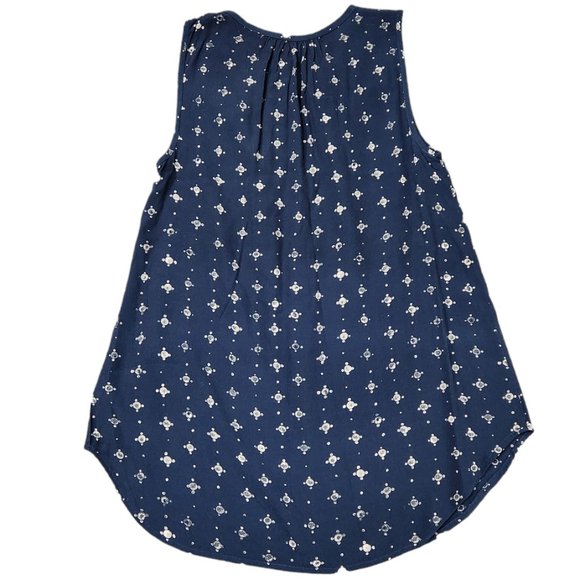 Madewell Memory Medallion Dot Sleeveless Blouse Blue Tank With Keyhole Style XXS - Picture 3 of 10